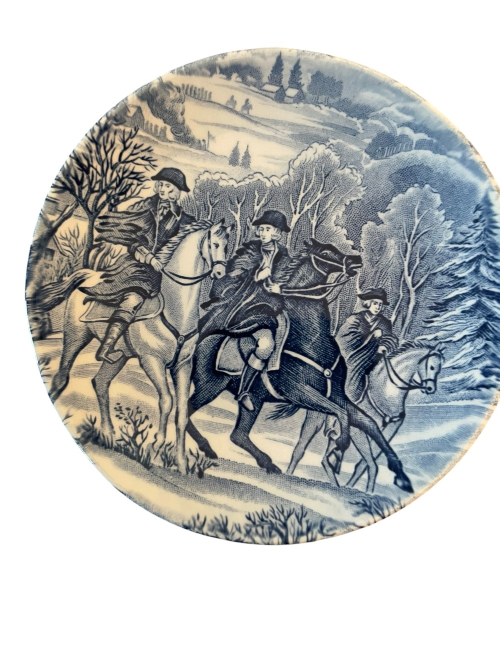 Vintage Liberty Blue Staffordshire Ironstone Coaster Washington at Valley Forge - Picture 3 of 3